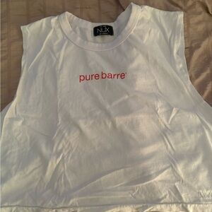 NUX White Sleeveless Top with Red Logo